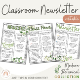 Classroom Newsletter Templates | Editable | Botanical Clas