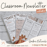 Classroom Newsletter Templates | Editable | Ombre Neutral 