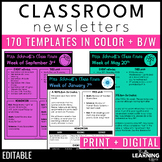 Classroom Newsletter Templates Editable | Weekly or Monthl