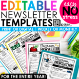 Editable Classroom Newsletters Monthly Weekly Templates fo