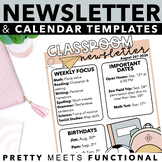 Classroom Newsletter and Editable Monthly Calendar Templates