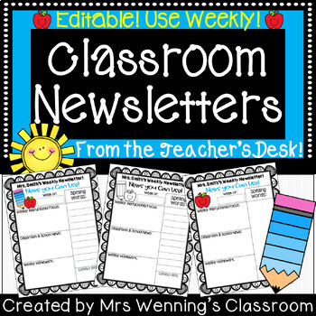 Preview of Classroom Newsletter Templates! (editable)