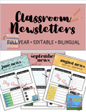 Classroom Newsletters, 12 Month Template | Bilingual | Wee