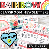 Rainbow Classroom Decor | Editable Classroom Newsletters |