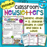 Digital Classroom Newsletters - Editable Seasonal Template