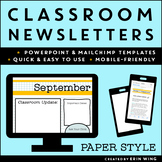 Classroom Newsletters Paper Style: Editable Templates