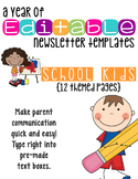 Editable Newsletter Templates (12 included): School Kids Theme
