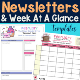 Classroom Newsletters & Week-At-A-Glance Templates | Class
