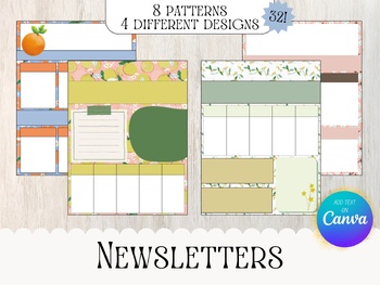 Preview of Classroom Newsletters Weekly Newsletters, Pink Fruity Newsletters Canva