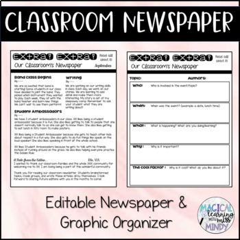 Preview of Student Written Classroom Newspaper Template (3 Designs+ Digital)