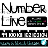 Classroom Number Line: Neon & Black