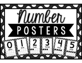 Classroom Number Posters: Black & White Polka Dots