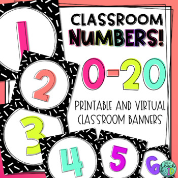 Preview of UPDATED: 0-40 Classroom Numbers Banners/Posters | Printable and Digital