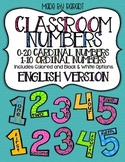 Classroom Numbers {Cardinal Numbers 0-20 & Ordinal Numbers 1-10}