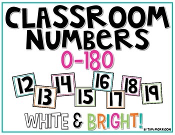 Preview of Classroom Numbers >>> bright & white!