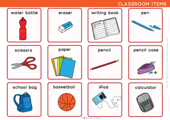 Classroom Objects - Flash Cards by Bluwren | Teachers Pay Teachers