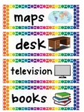Classroom Object Labels/Signs - Class Setup - Rainbow Colors