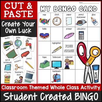 Preview of Classroom Objects Bingo Game | Cut and Paste Activities Bingo Template