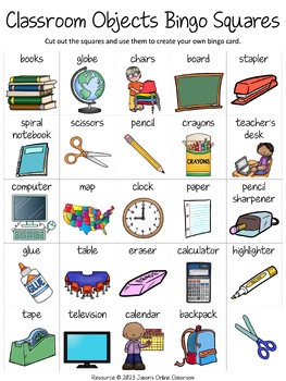 ESL Classroom Objects Bingo Game (teacher made) - Twinkl