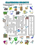 Classroom Objects - Crossword Puzzle with Pictures (Back t