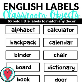 Classroom Labels in English School Supplies Classroom Objects ...