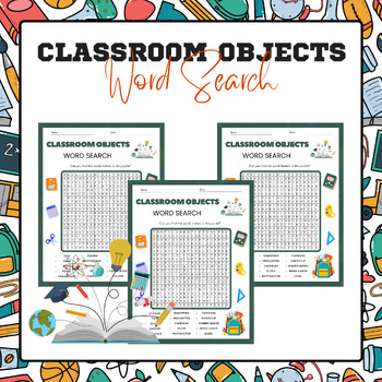 Preview of Classroom Objects Word Search | Back to School Activities