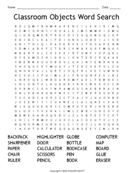 unique shaver very much Classroom Objects Word Search - Back to School Word Puzzle - Mind Activity
