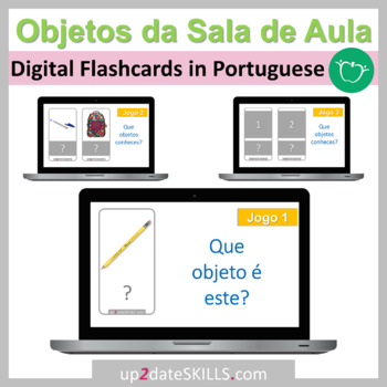 Preview of Classroom Objects in Portuguese digital flashcards - PowerPoint games