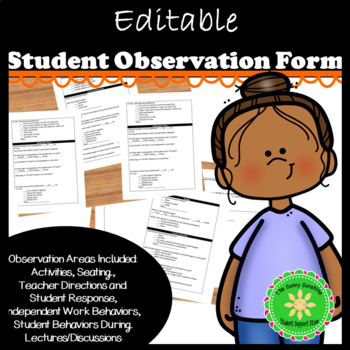 Preview of Student Observation Form Editable