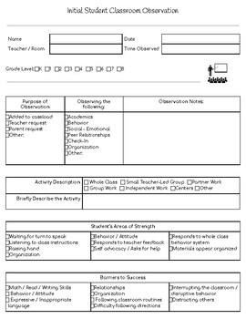 Preview of Classroom Observation form for Counselor