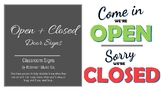 Classroom Open + Closed Signs