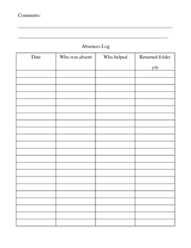 Classroom Organization - Absent Sheet by Mrs. DV | TPT