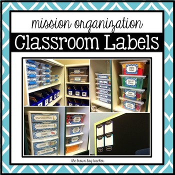 Preview of Back to School Classroom Organization and Storage Labels, Editable: Blue & White