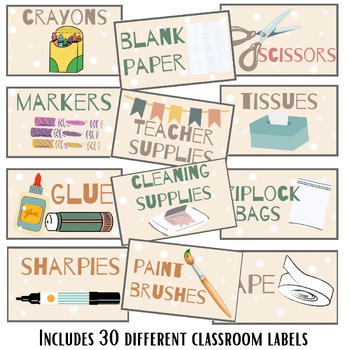 Preview of Classroom Organization Labels