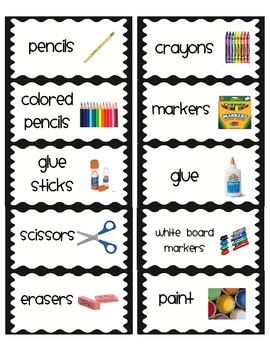 Classroom Organization Labels: Black and White frame extended edition