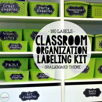 Preview of Classroom Organization Labels - Chalkboard Theme