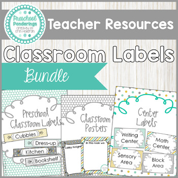 Preview of Classroom Organization and Center Labels Bundle for Preschool and Childcare