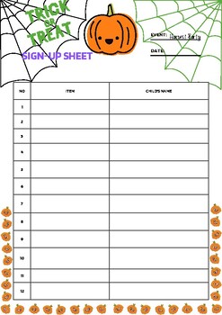 Preview of Classroom Party Sign up sheets