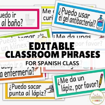 Preview of Spanish Classroom Decor Posters Classroom Phrases in Spanish Bulletin Board