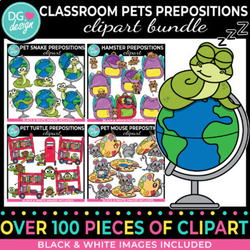 Preview of Classroom Pets Clipart Bundle | Preposition Clipart | Positional Clipart | Pet