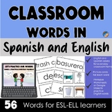 Classroom Picture Cards and Labels in English and Spanish