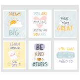 Classroom Playroom Inspirational Art Wall Decor Set of 6 P