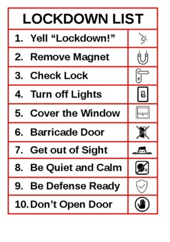 Preview of Classroom Posted Lockdown List - Editable