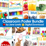 Classroom Poster Bundle with Supply Labels - alphabet, sha