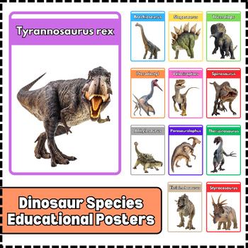 Preview of Bundle Dinosaur Species Poster Educational Classroom Poster Printable Montessori
