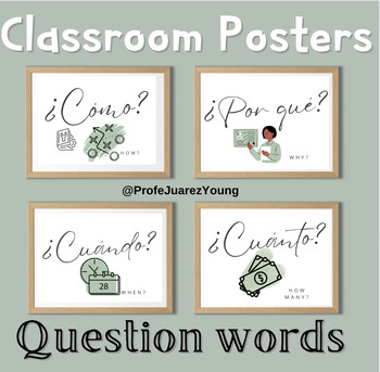 Preview of Classroom Poster: Question words (Green)