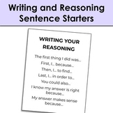 Classroom Poster of Math Writing and Reasoning Sentence Starters