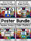 Classroom Posters BUNDLE {White}: Alphabet, 2D&3D Shapes, 