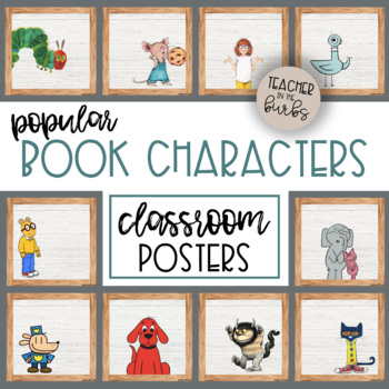Preview of Classroom Posters - 25+ Fun Popular Book Characters Library Classroom Decor