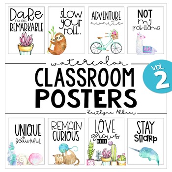 Preview of Classroom Posters - Fun & Inspirational Quotes (Watercolor) VOL. 2